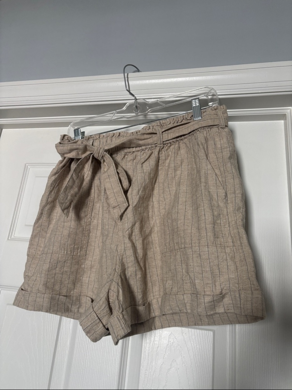 Lucky Brand Beige Tie-Waist Linen-Blend Women’s Shorts size M